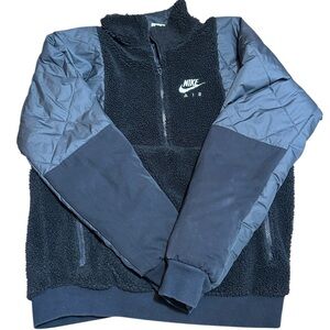 Nike Air Black Sherpa Fleece Pullover Quarter Zip Size Medium